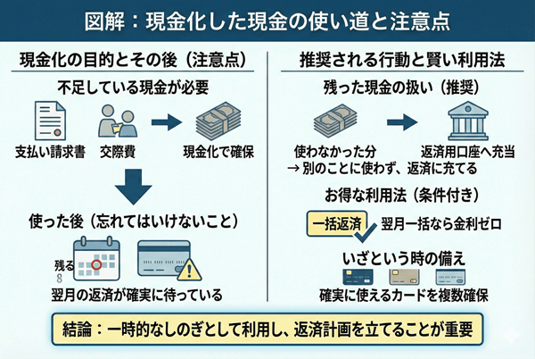 現金化した現金はどうするのか