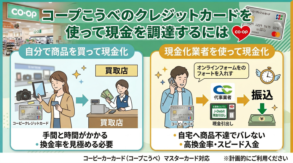 コープこうべのクレジットカードを使って現金を調達するには