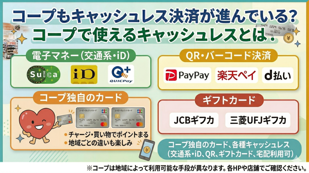 コープもキャッシュレス決済が進んでいる？コープで使えるキャッシュレスとは？