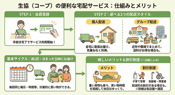 生活協同組合の会員になれば利用できる宅配サービス