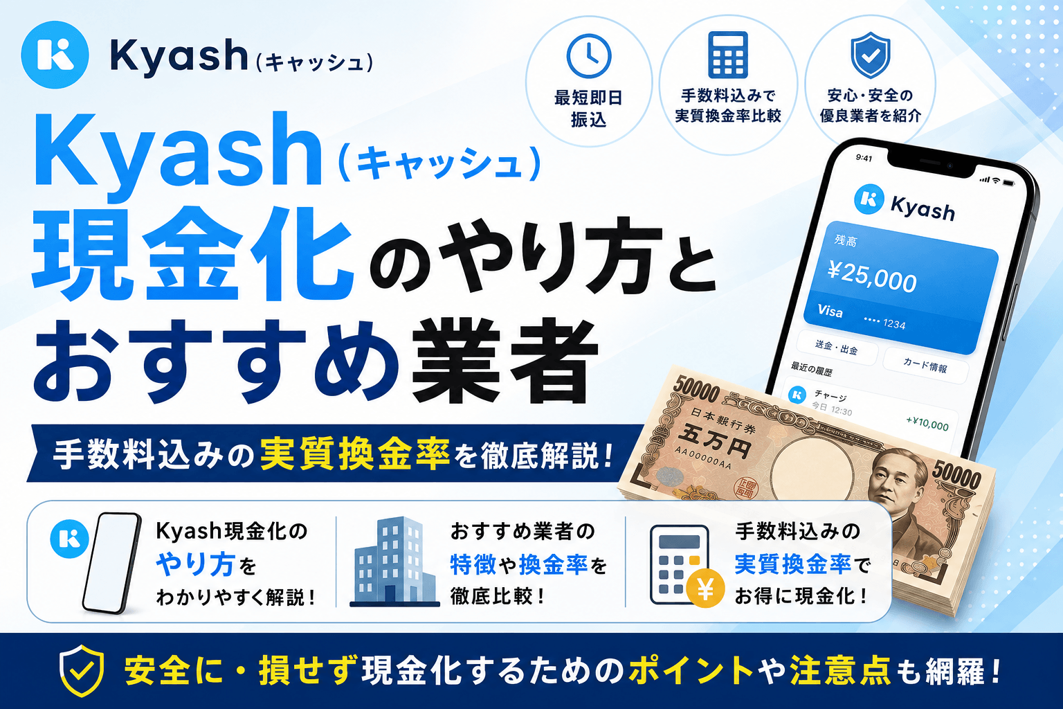 Kyash(キャッシュ)現金化のやり方とおすすめ業者|手数料込みの実質換金率を徹底解説